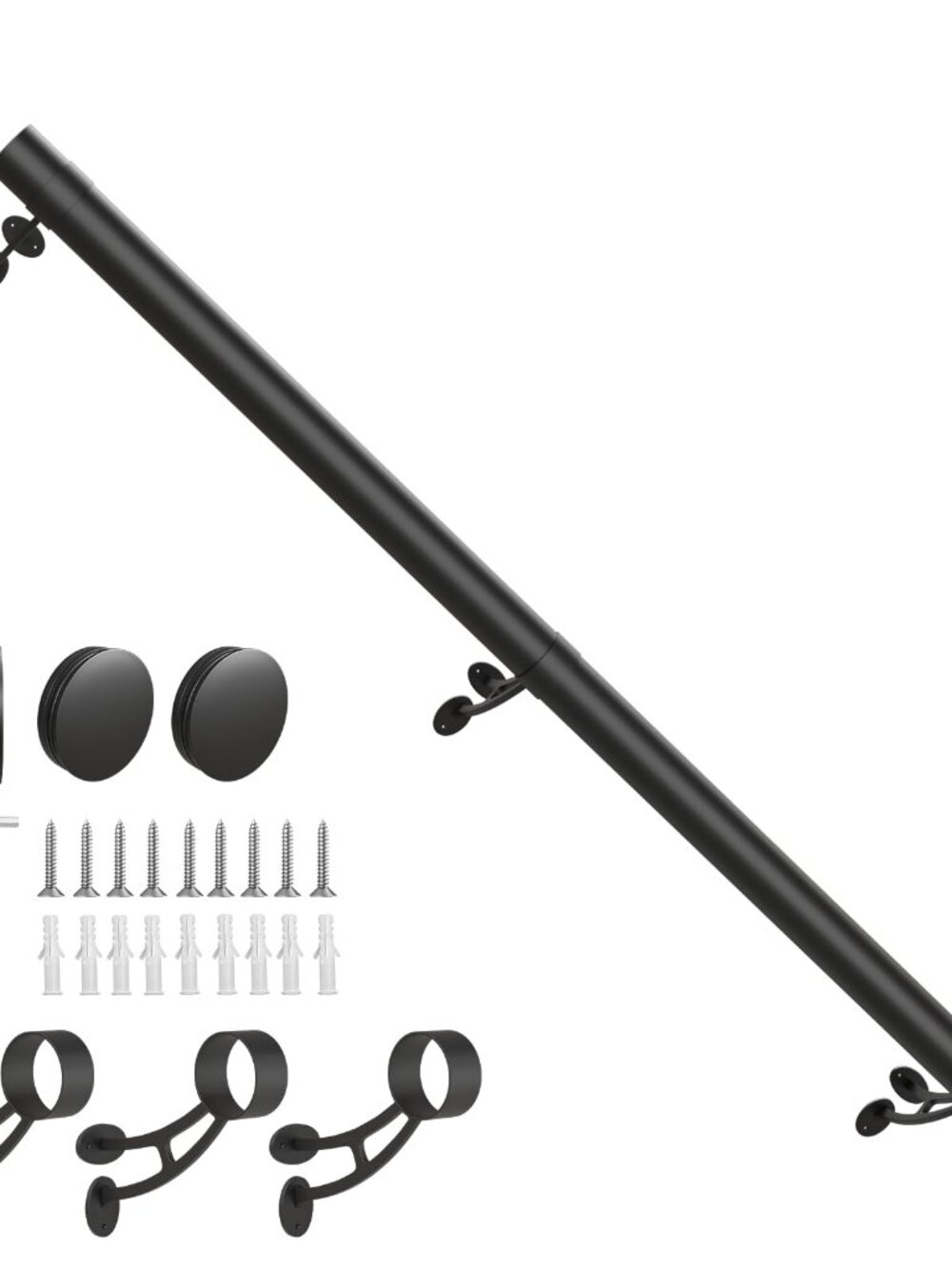 Bar Foot Rail Kit 4ft Stainless Steel Wall Mount w/ Brackets - OPEN BOX